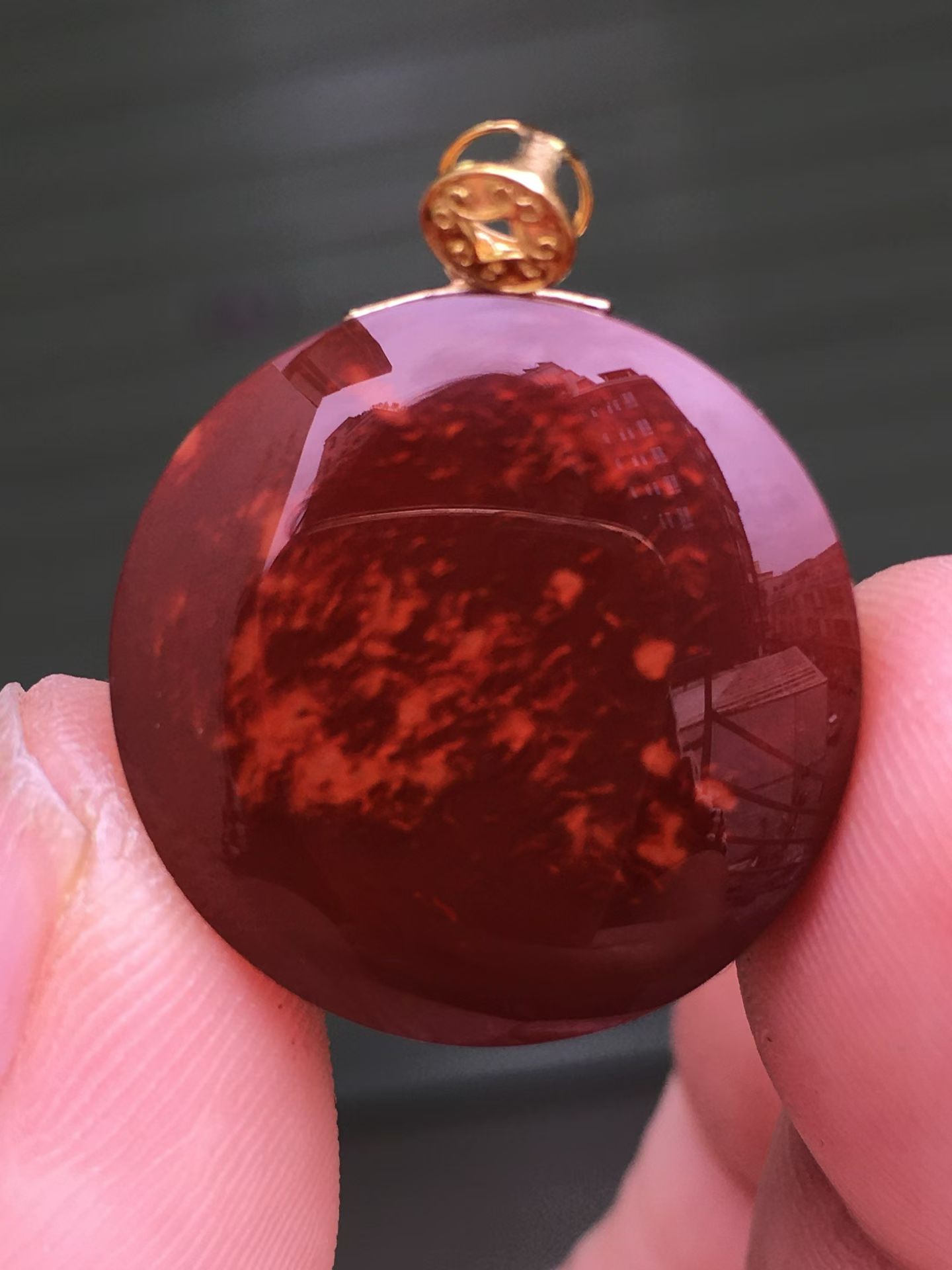 南红玛瑙天然南红玛瑙吊坠项链火焰纹吊坠18k