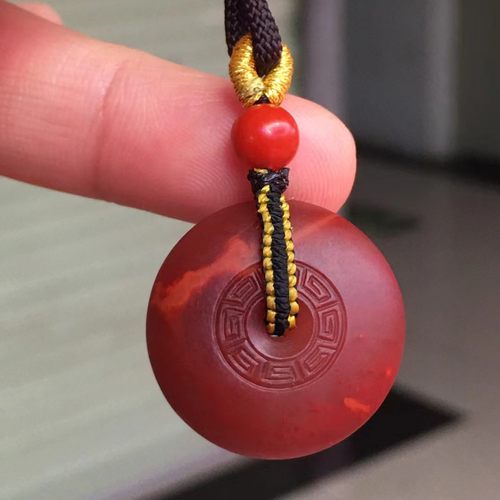 南红玛瑙吊坠戒指套装18k金镶嵌吊坠戒指