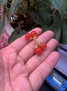 南红玛瑙樱桃吊坠柿子红原矿直切佛珠手串保山直切屁桃手串保山