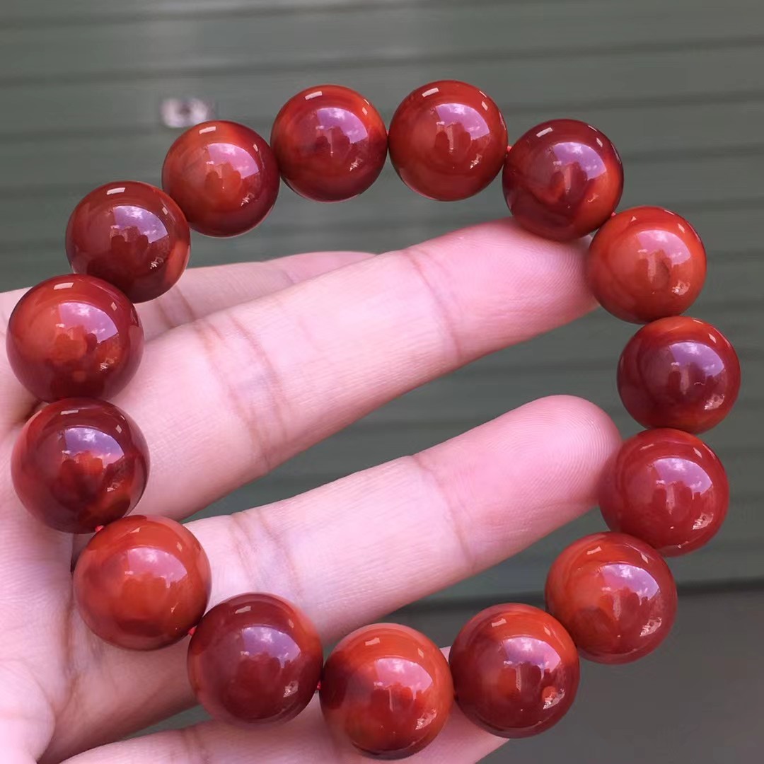 南红玛瑙天然南红玛瑙手串手链女款随行毛衣链柿子红老型瓦西料