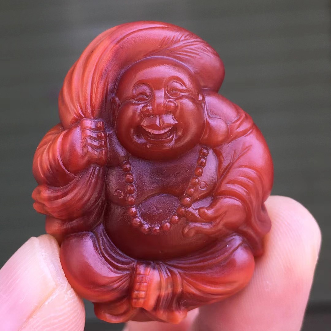 天然南红玛瑙手链手串佛珠项链毛衣链弥勒佛雕刻吊坠