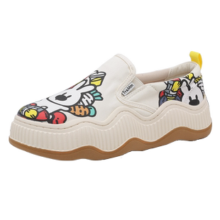 Tt&Mm/汤姆斯女鞋防滑一脚蹬增高板鞋春季舒适新款丑萌帆布面包鞋