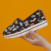 汤姆斯女鞋 女涂鸦轻便厚底休闲懒人鞋 夏季 一脚蹬帆布鞋 新款 Tt&Mm