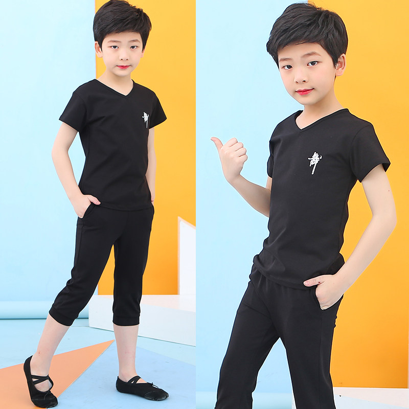 儿童短袖舞蹈服拉丁练功服男童练功服男孩子舞蹈服儿童舞演出服