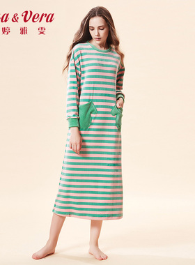 【海岛绒】睡裙女秋冬季长袖法兰绒睡衣大码中长款睡袍珊瑚绒薄款