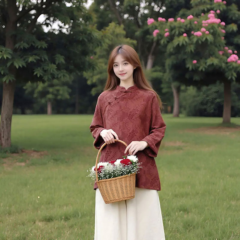 新中式国风上衣女春秋新款复古