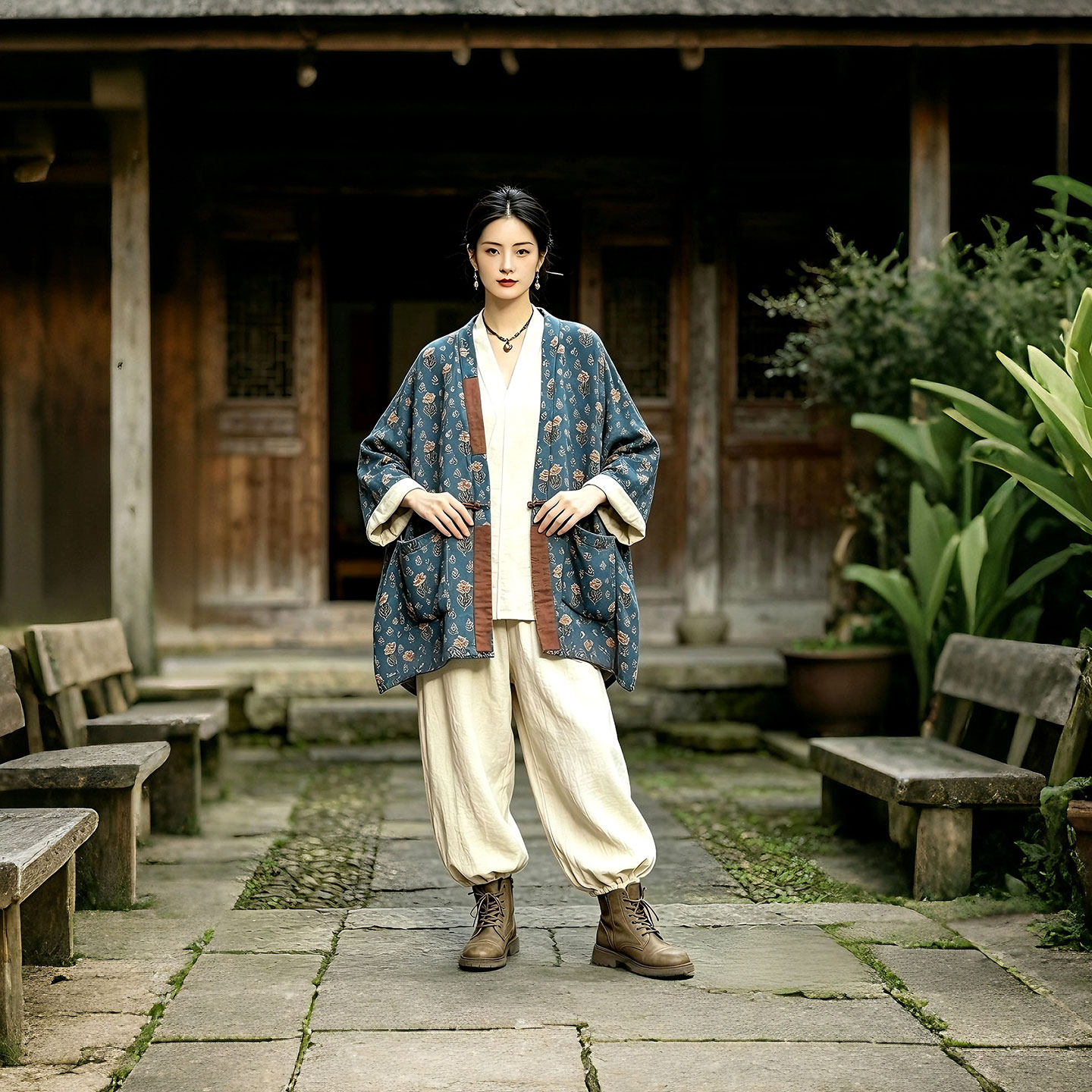 新中式盘扣棉麻开衫女春秋外搭