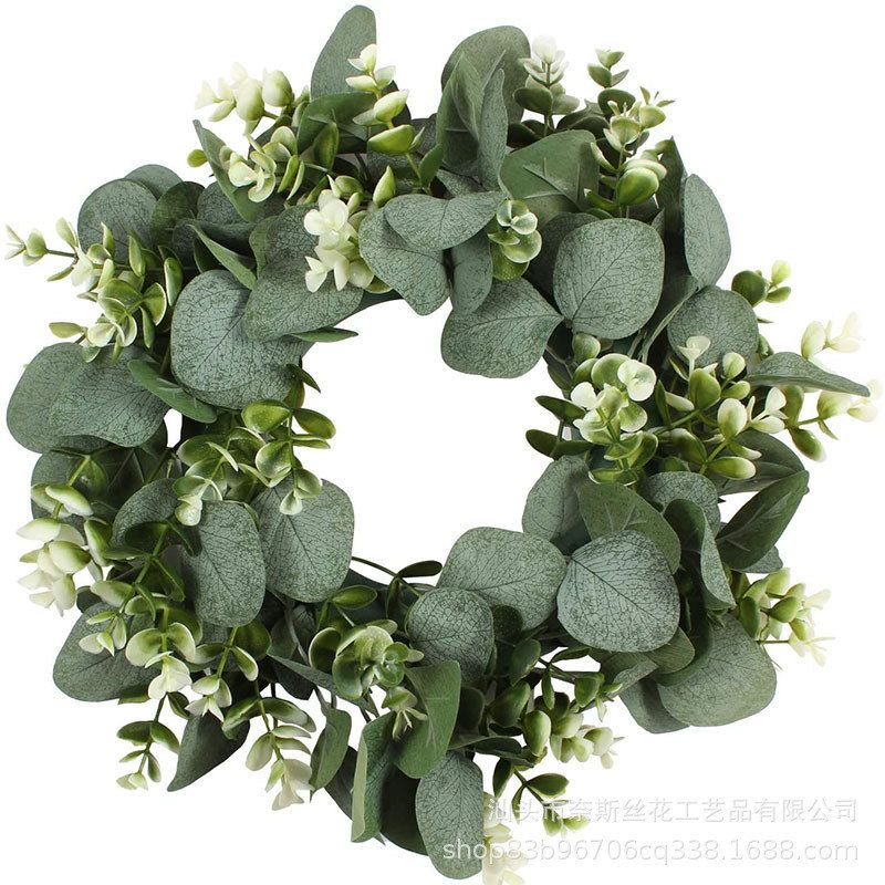 亚马逊金钱草尤加利桉树花环藤圈圣诞复活节新年婚庆家居门饰装饰