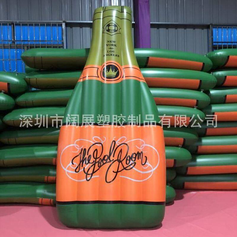 现货加厚PVC充气瓶子浮排啤酒瓶红酒瓶浮排浮床游泳圈