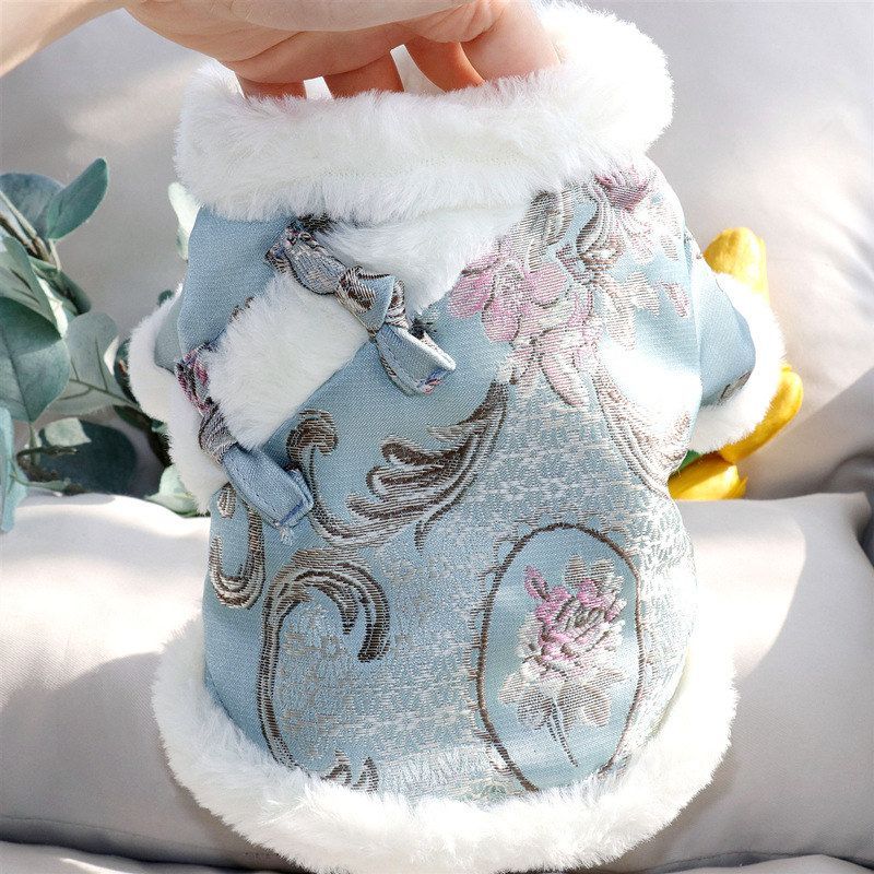 盘扣唐装小狗狗棉衣服新年喜庆冬季泰迪比熊博美猫咪宠物过年冬天