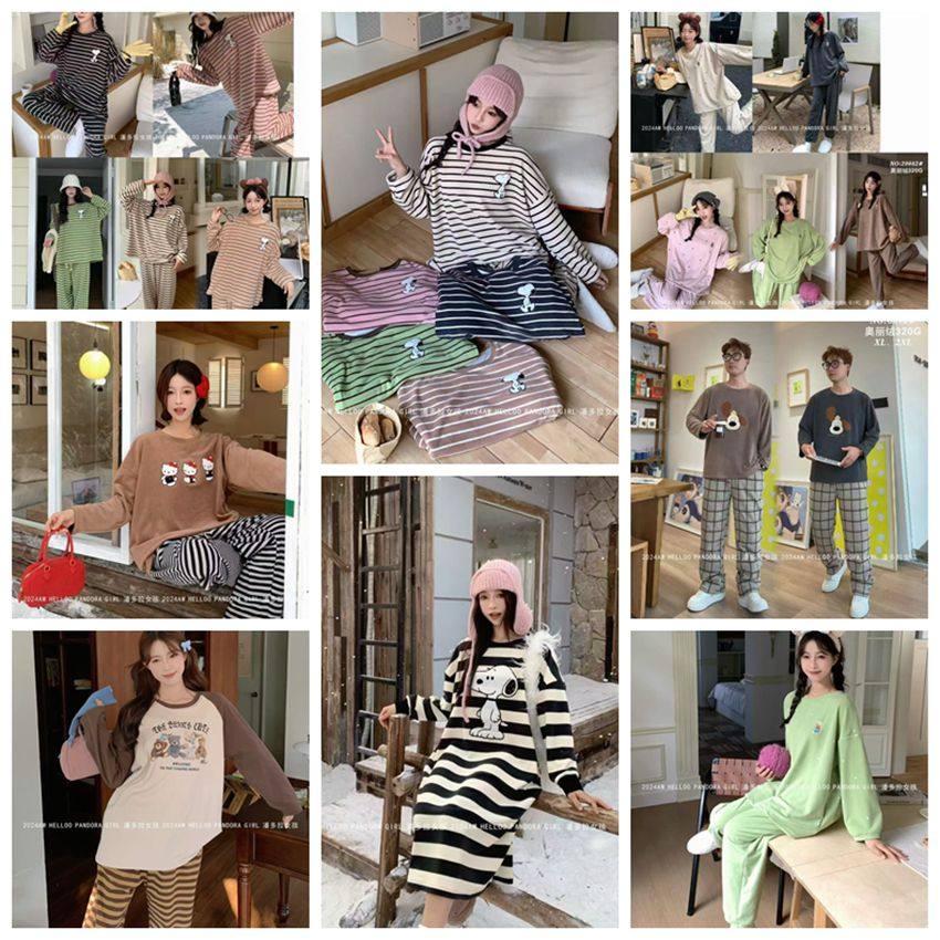 潘多拉女孩24秋冬新男女卡通长袖甜美贝贝绒家居服海岛绒睡衣套装,女士内衣/男士内衣/家居服,睡衣/家居服套装,淘宝优惠券,粉丝福利购,淘宝优惠卷