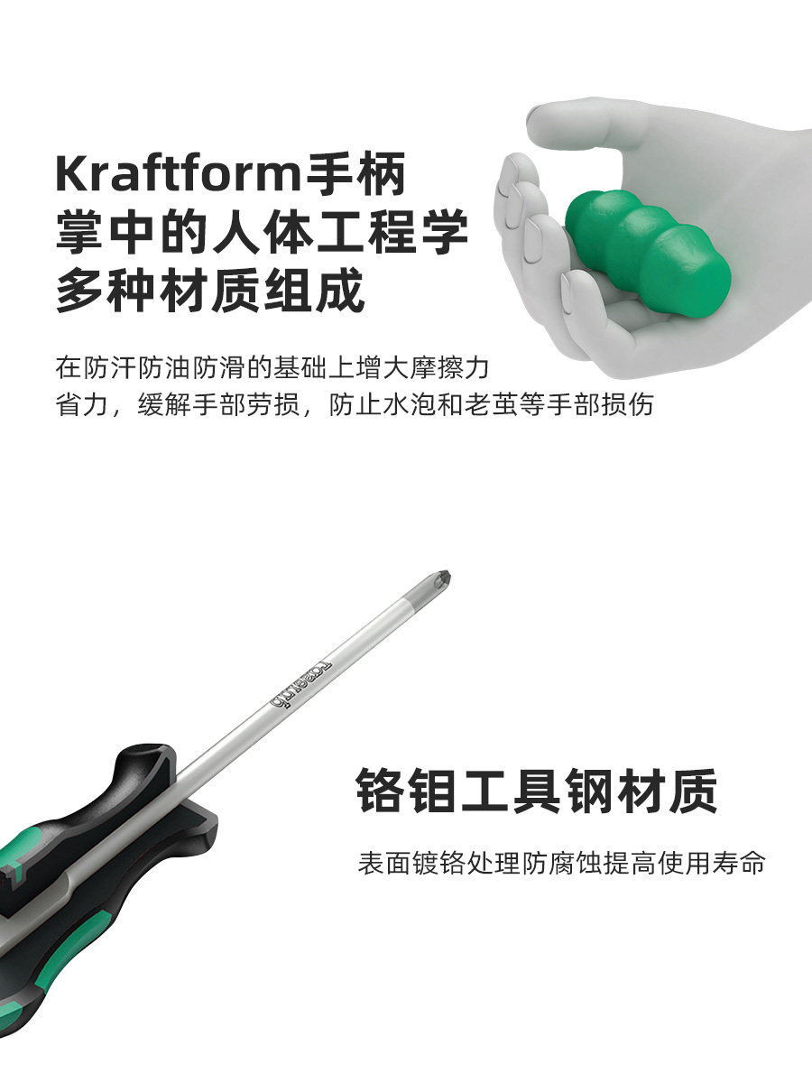 WERA 독일 수입 도구 350 십자 드라이버 슈퍼 하드 산업용 등급 드라이버 미끄럼 방지 확장