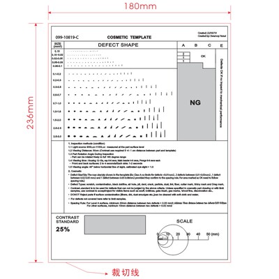 099-10819-C英文版外观缺陷形状量规点线规污点对比异物伤痕菲林