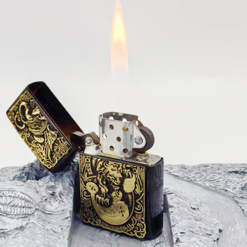 ZIFFO打火机正品贴章貔貅纯铜原装防风定制送男朋友闺蜜生日礼物