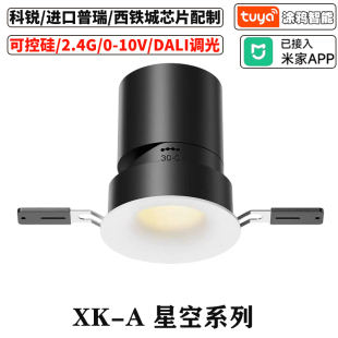 乳胶漆同色弧面无边框射灯嵌入式 75mm55mm防眩目智能可调角度筒灯