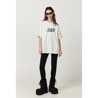 SDDANEROG 美式复古斑驳大字母印花短袖街头国潮圆领T恤情侣同款