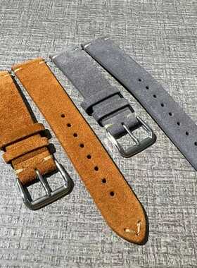 翻毛皮快拆头层牛皮皮表带商务休闲复古16/18/19/20/22mm通用皮带