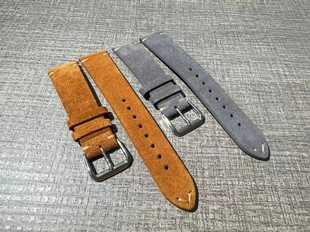 翻毛皮快拆头层牛皮皮表带商务休闲复古16mm18mm20mm22mm通用皮带