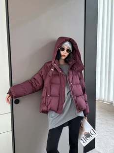 韩版休闲小个子时尚连帽短款羽绒服女2024冬季90白鸭绒保暖外套