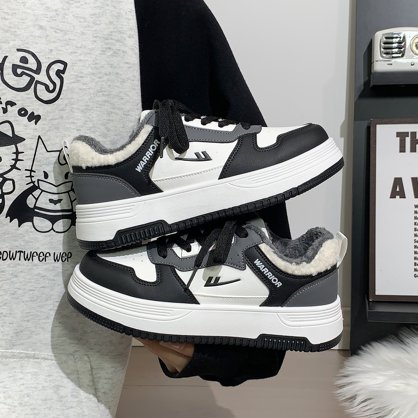 回力男鞋新款秋冬季增高加绒板鞋