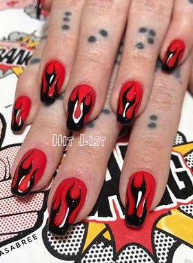 黑暗火焰ins假指甲贴片特价新款巫女甲片暗黑女孩暗黑彩妆指甲