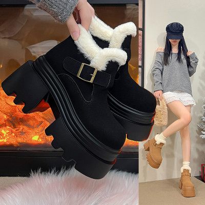 10cm增高厚底毛口勃肯鞋女
