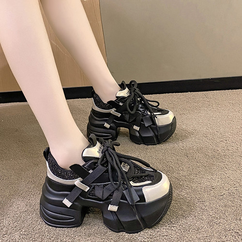 欧货增高8cm老爹鞋女单鞋