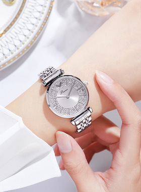 Camno Keair官网CK2-75151摩天轮钢带手表女镶钻满天星满钻小表盘