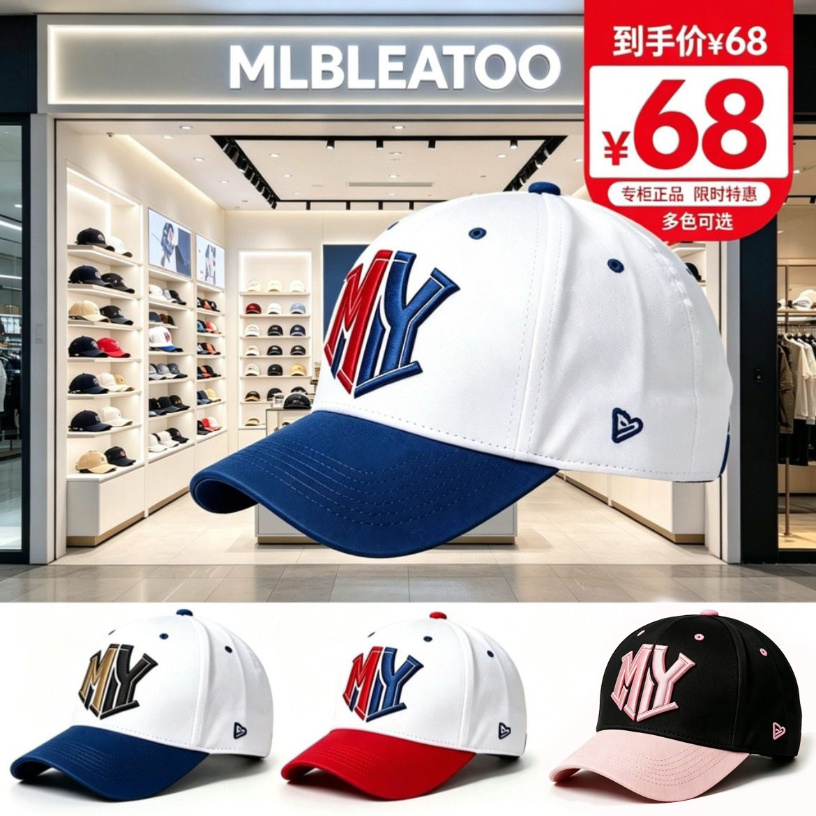 韩版MLBLEATOO男女帽子2026秋季新款棒球帽休闲遮阳帽运动鸭舌帽