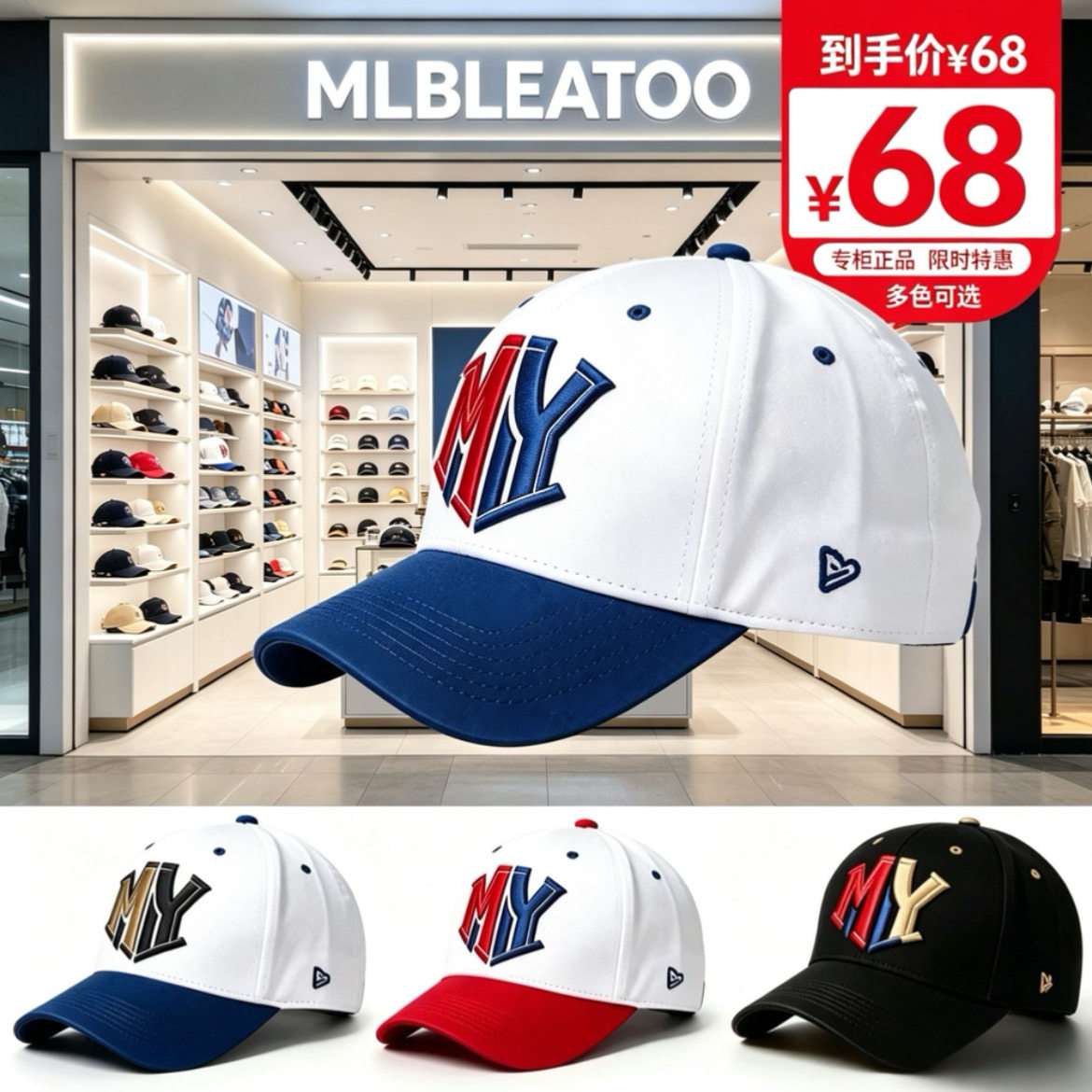 韩版MLBLEATOO男女帽子2026秋季新款棒球帽休闲遮阳帽运动鸭舌帽