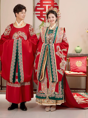 租赁明制汉服婚服凤冠霞帔新款重工礼服古代新娘款嫁衣结婚出租