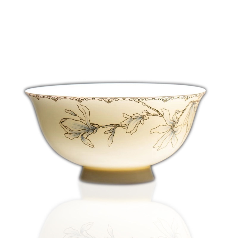 唐山骨瓷皓宁套装餐具 送礼中式田园风花卉微波釉中碗碟盘釉中彩