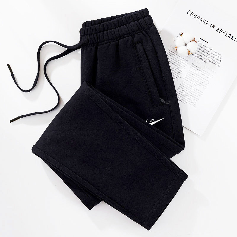 品牌2026新款秋冬加绒运动裤女纯棉春秋款拉链大码卫裤女直筒裤子