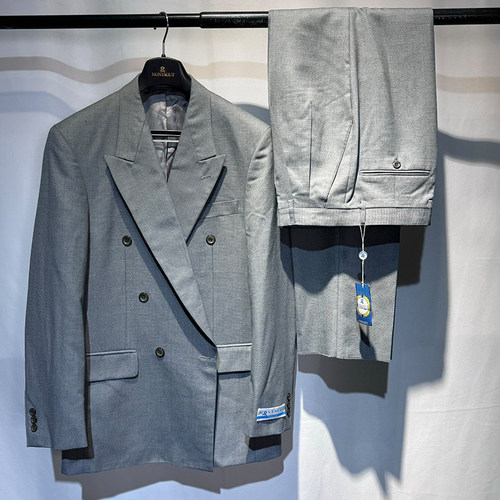 法国奢侈品撤柜羊毛双排扣复古扩版西装外套绅士套装oversize西装