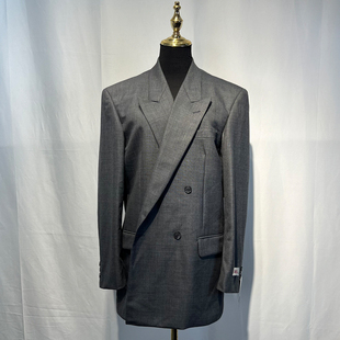 纯新羊毛双排高克重纯羊毛西服高级灰英伦日系复古oversize西装