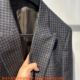 纯新羊毛香风双排厚毛呢西服羊毛千鸟格英伦日系复古oversize西装