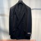 纯新羊毛双排高克重纯羊毛西服高级黑蓝英伦日系复古oversize西装