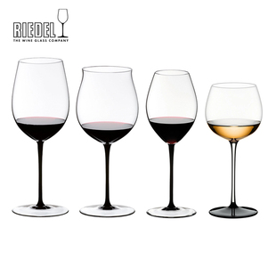 奥地利进口RIEDEL醴铎黑领结黑杆波尔多勃艮第手工水晶红酒杯礼盒