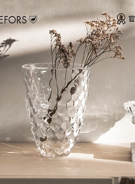 Orrefors进口水晶玻璃RASPBERRY创意花瓶ins北欧家居客厅插花摆件