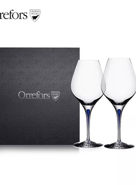 瑞典Orrefors Intermezzo水晶玻璃红葡萄酒高脚对杯高档礼盒送礼