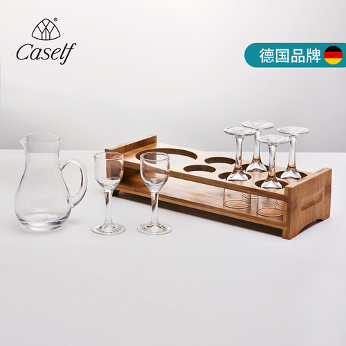 caself家用带刻度分酒器水晶6只小号烈酒杯一口杯中式白酒杯套装