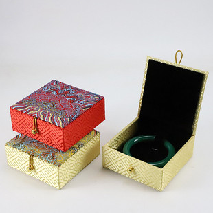 高档复古珠宝首饰包装盒子手镯盒玉器收纳展示道具经典浪花回纹红