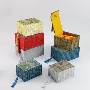 新款高端古风首饰锦盒玉器古玩翡翠把件盒珠宝首饰流苏书法收纳盒