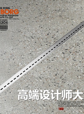 域堡 304不锈钢简约线性地漏卫生间长条地漏浴室极窄防臭地漏712A