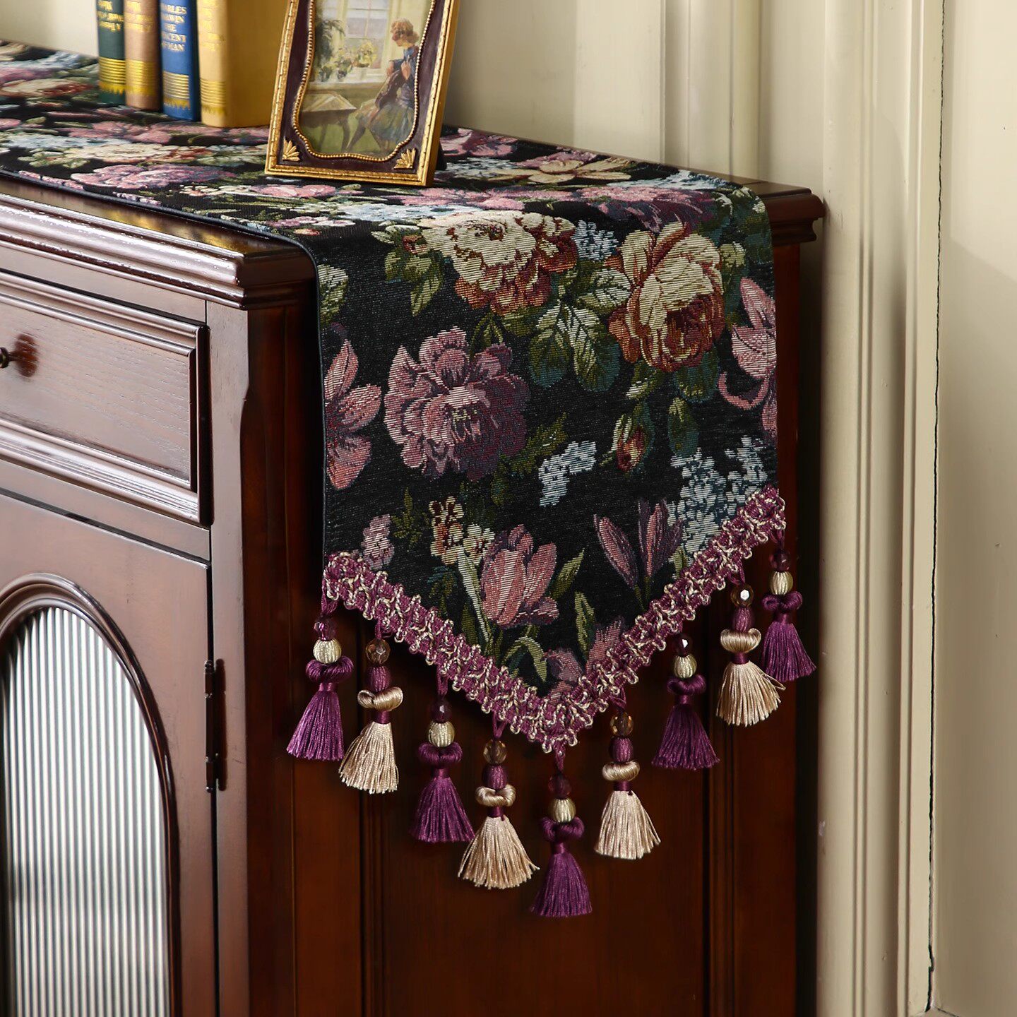 美式复古桌旗法式轻奢高级感田园茶几斗柜盖布电视柜长条餐桌布