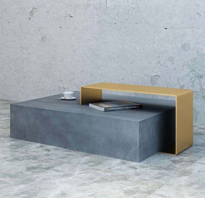 北欧轻奢方形茶几客厅仿水泥台方形茶几后现代轻奢茶几美式后现代