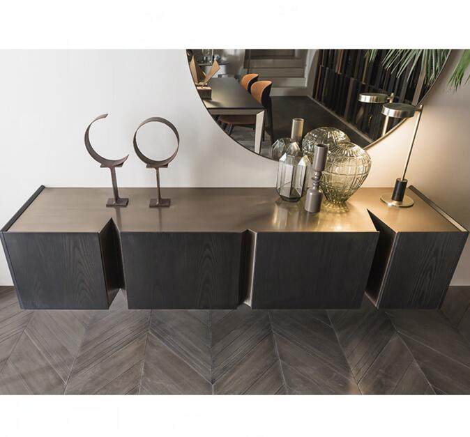 北欧电视柜简约现代客厅意式电视柜简约黑橡木色电视柜茶几定制