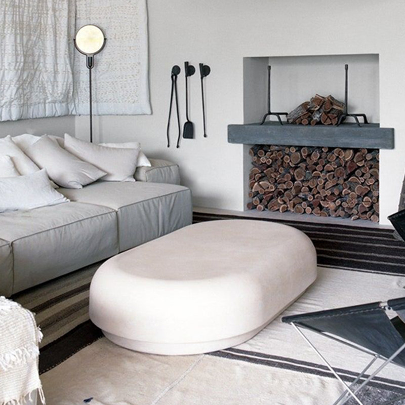 侘寂风茶几北欧茶几ins复古设计师角几边几样板间民宿椭圆茶几