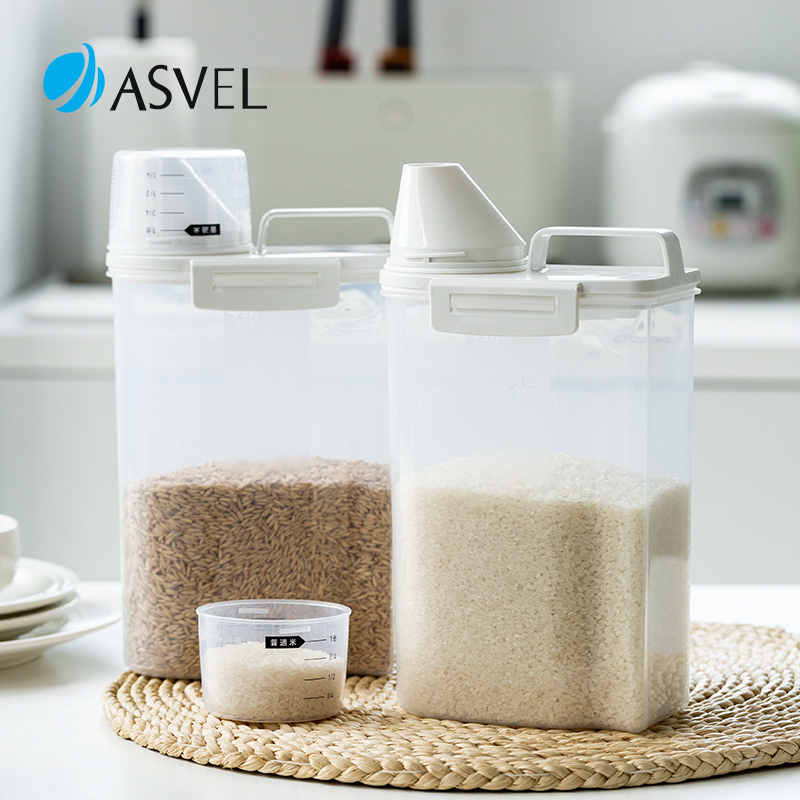 日本asvel双重密封杂粮收纳米桶