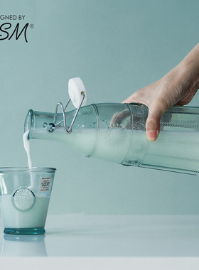 玻璃瓶西班牙进口vsm家用空瓶分装牛奶冷饮密封卡扣泡酒果汁瓶子